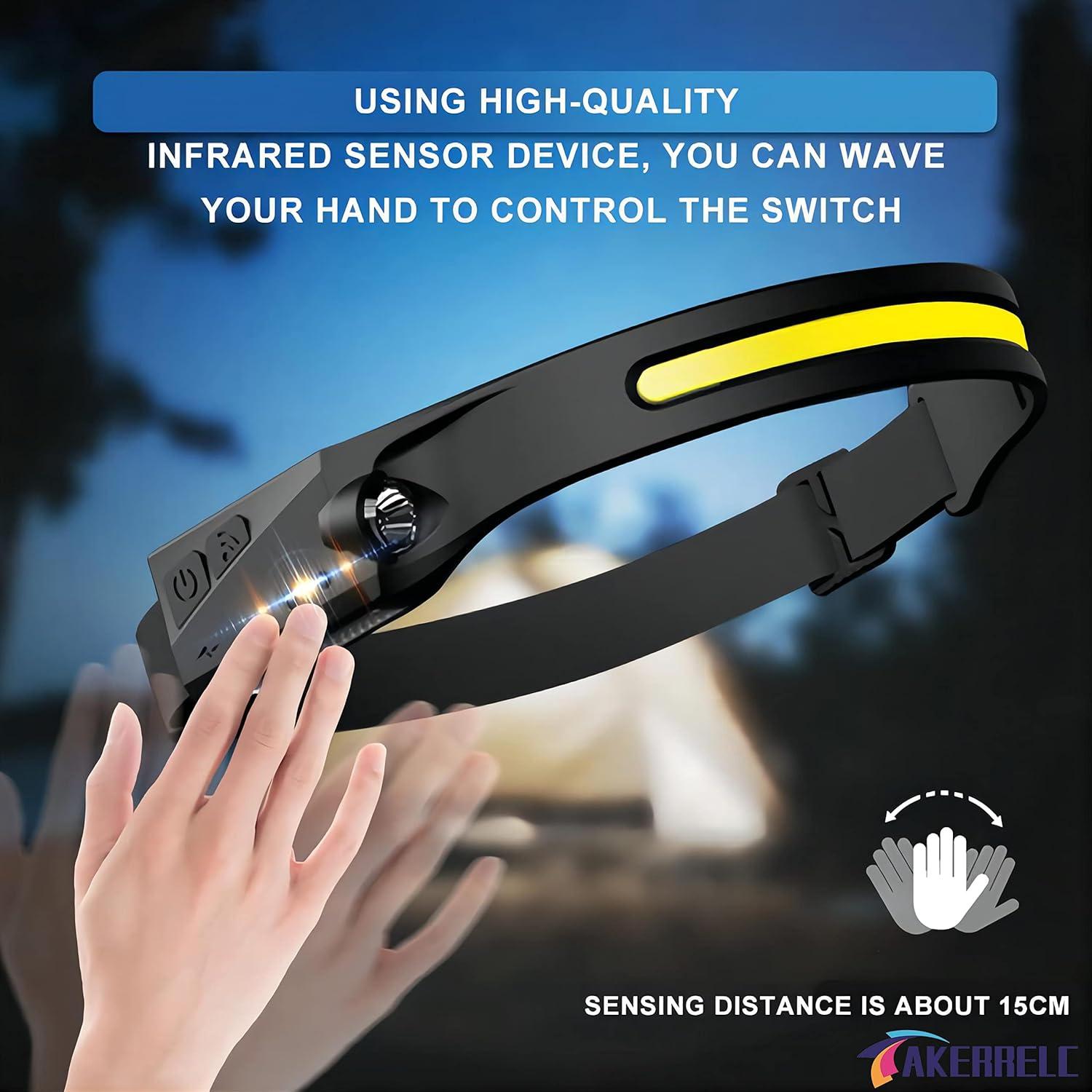 Linterna Frontal Akerrelc AK-LX200 LED 1200 Lúmenes 10h