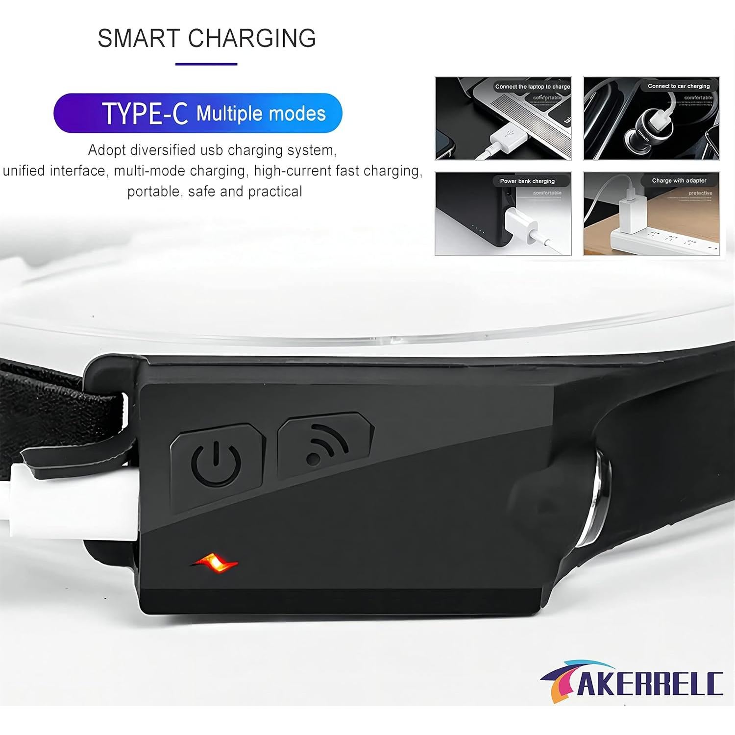 Linterna Frontal Akerrelc AK-LX200 LED 1200 Lúmenes 10h