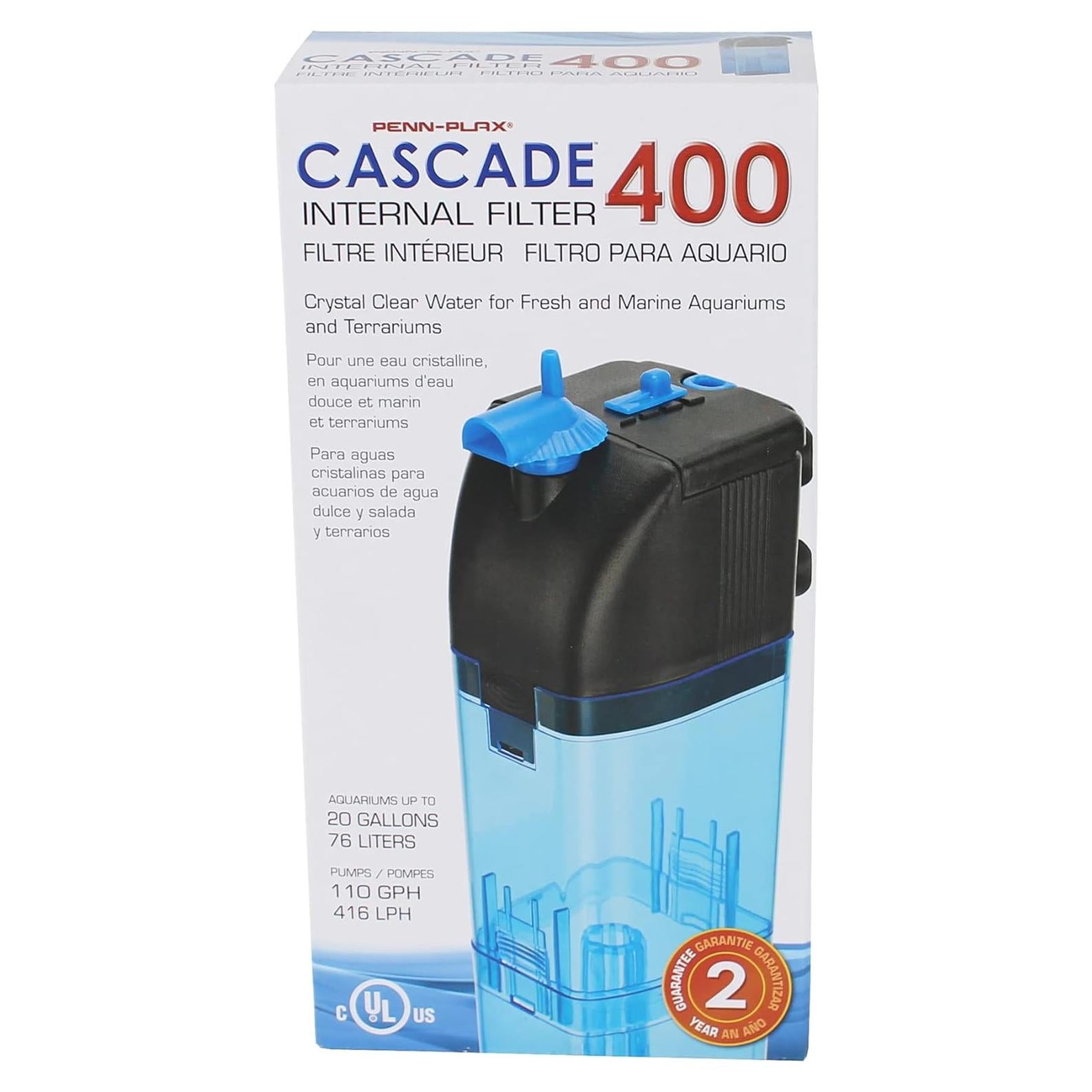 Filtro Sumergible Cascade 170 Penn-Plax para Acuarios 37.85L