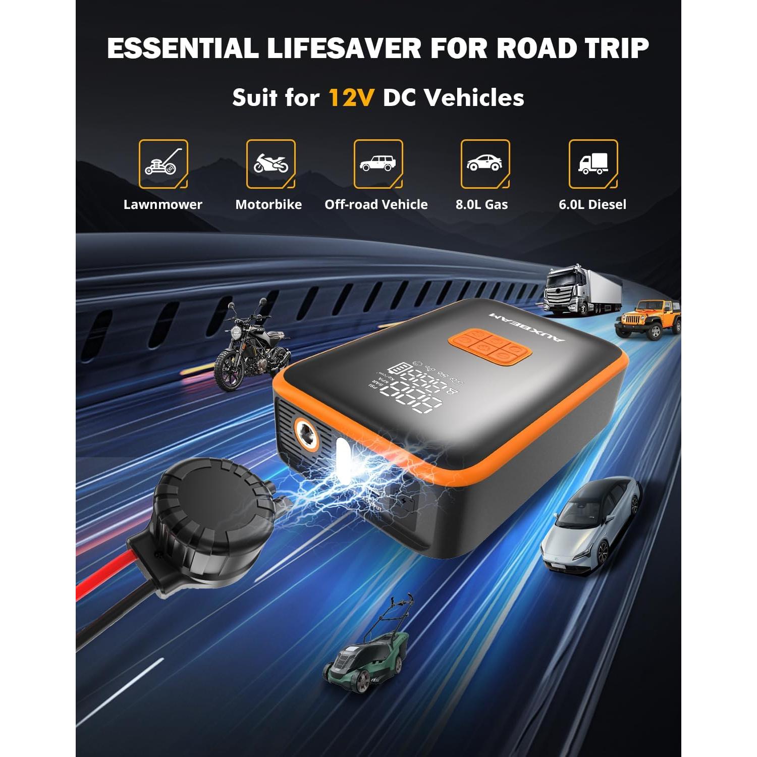 Arrancador de Salto Auxbeam AJ3500 con Compresor 3500A