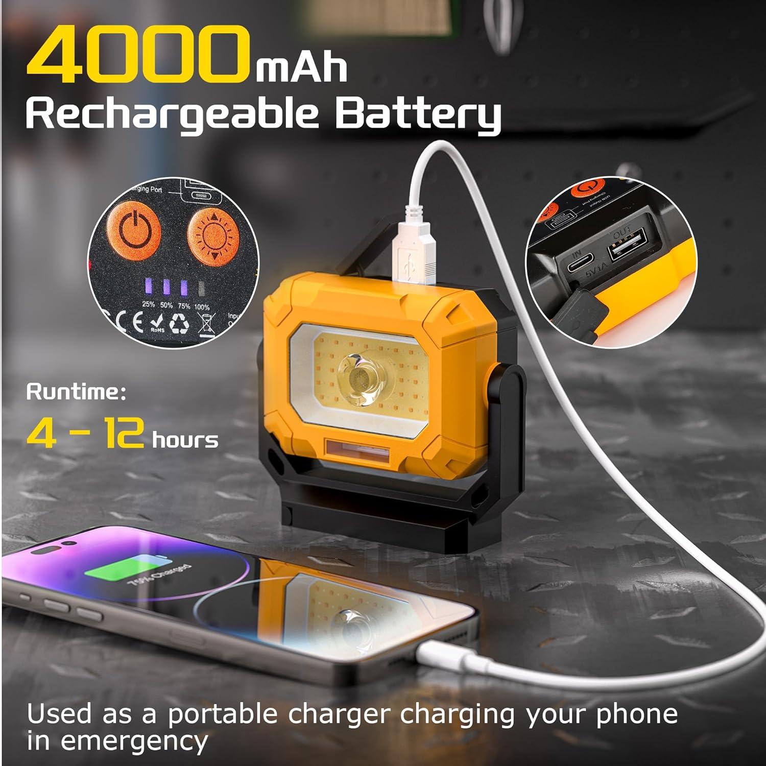 Luz de Trabajo LED Keadeso 1500LM Magnética 4000mAh