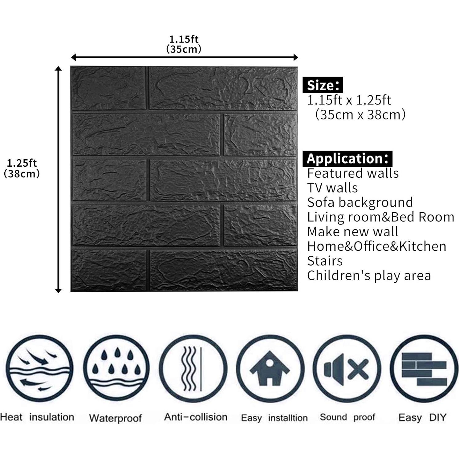 Paneles de Pared 3D Sodeno Negros 10 PCS 1.35 m² Espuma