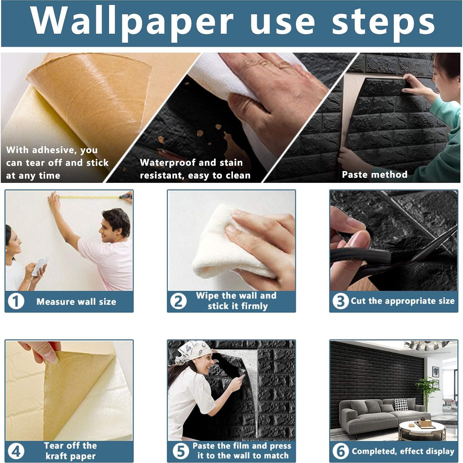 Paneles de Pared 3D Sodeno Negros 10 PCS 1.35 m² Espuma