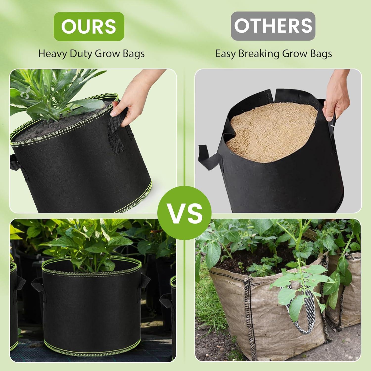 Bolsas de Crecimiento Eowllo 5 Galones 10 Pcs Tela Resistente