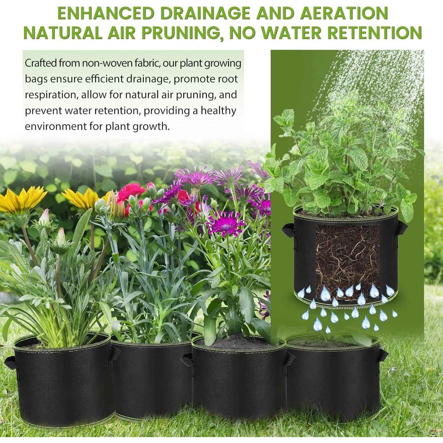 Bolsas de Crecimiento Eowllo 5 Galones 10 Pcs Tela Resistente