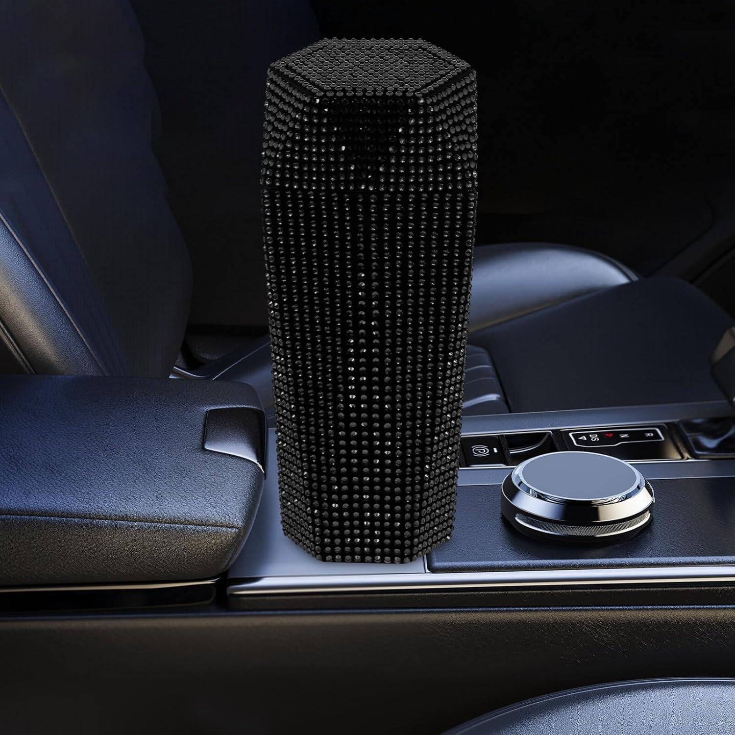 Basurero de Coche iplusmile con Tapa y Rhinestones Negro