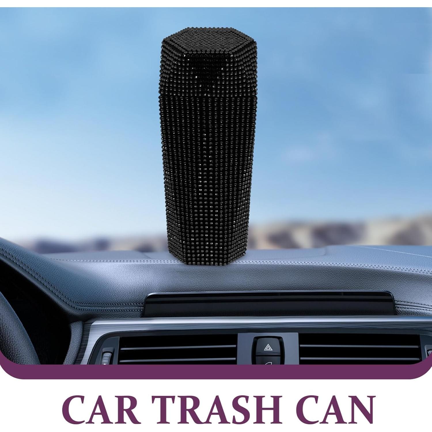 Basurero de Coche iplusmile con Tapa y Rhinestones Negro