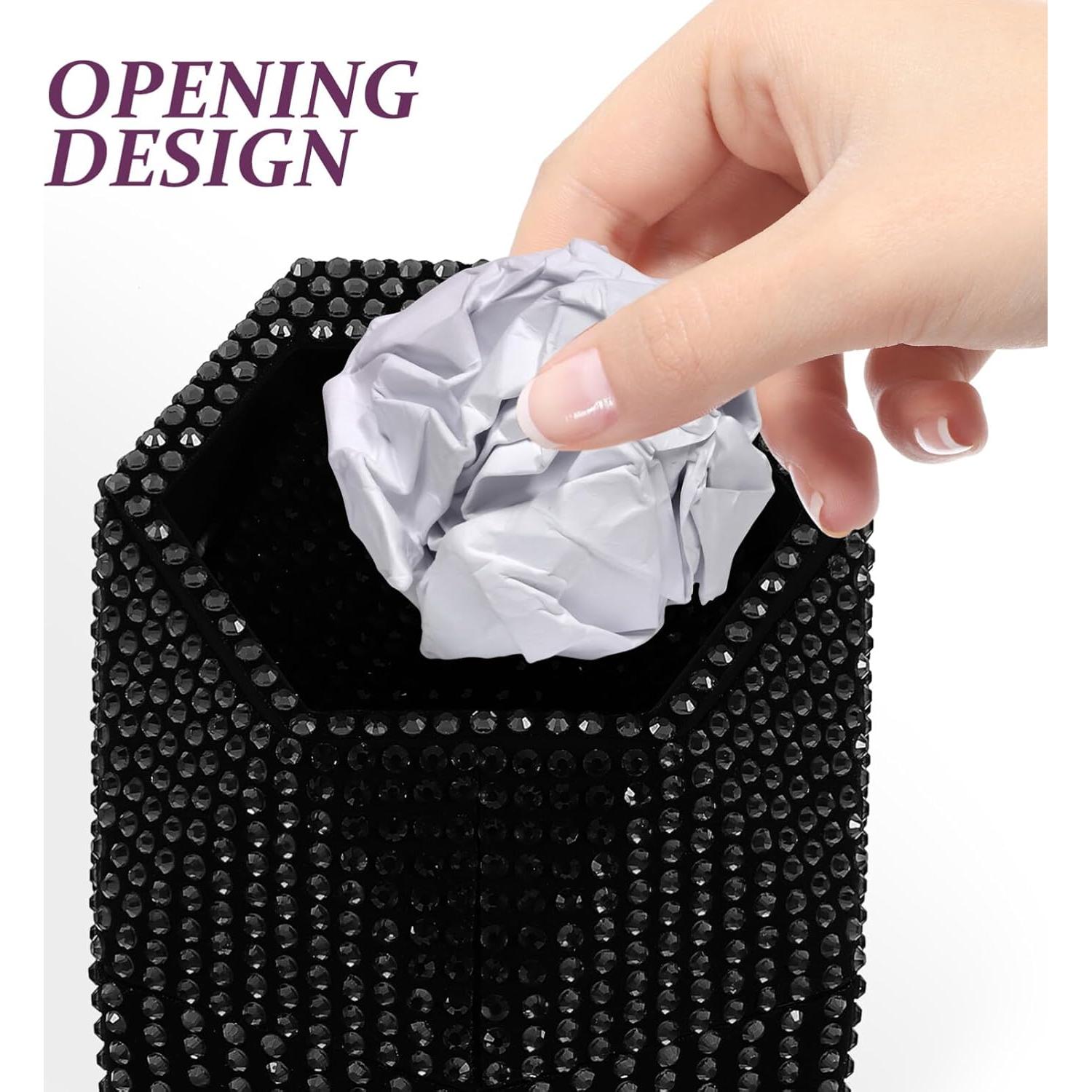 Basurero de Coche iplusmile con Tapa y Rhinestones Negro