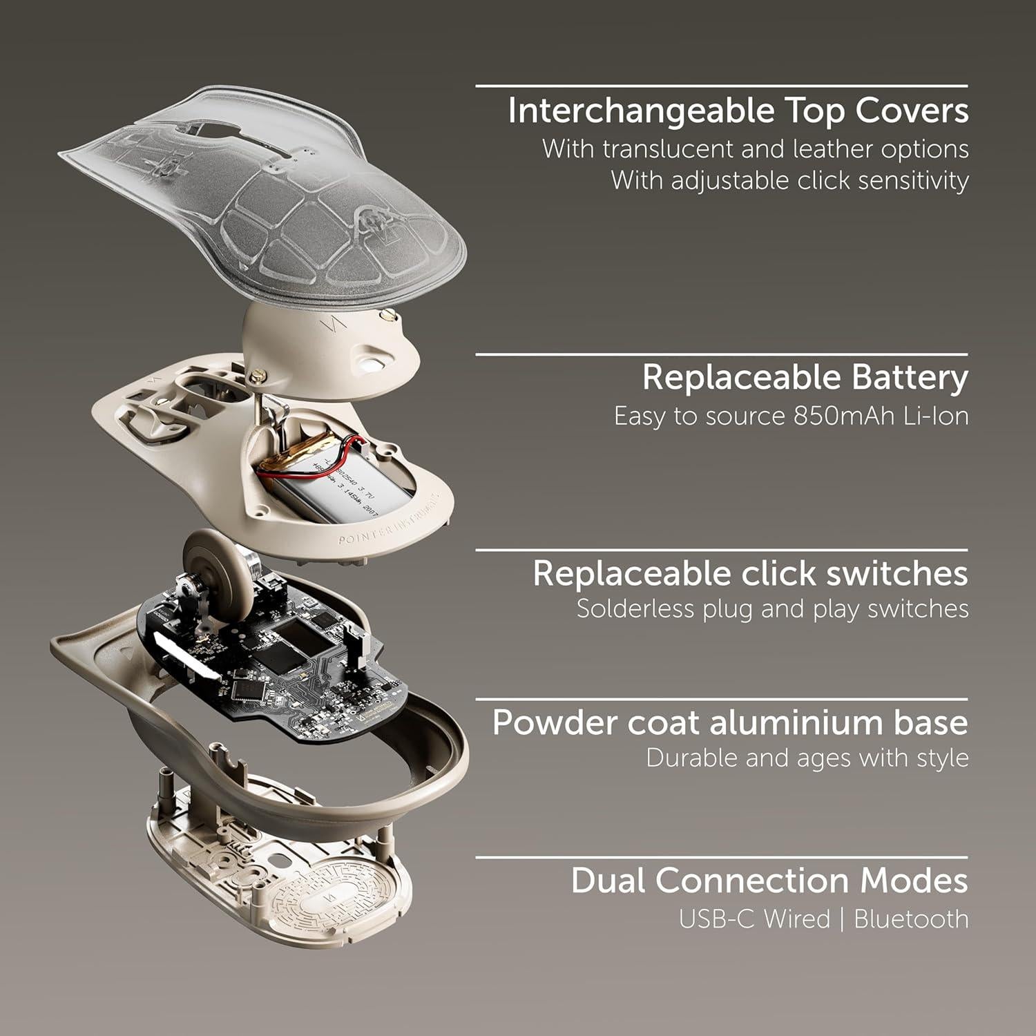 Ratón Inalámbrico Bluetooth Lunar Artefacts Recargable Ambidiestro Azul