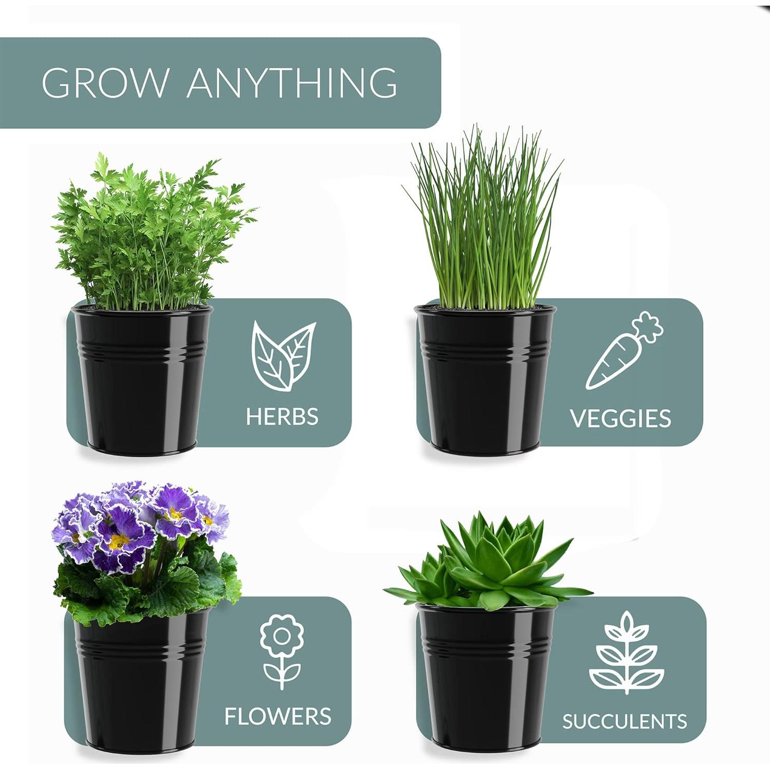 Juego de 3 Macetas de Metal para Hierbas Barnyard Designs Negro