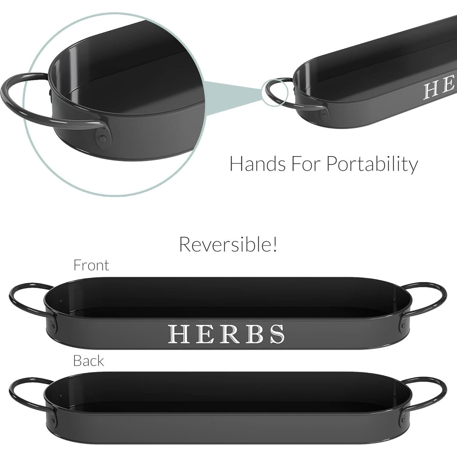 Juego de 3 Macetas de Metal para Hierbas Barnyard Designs Negro