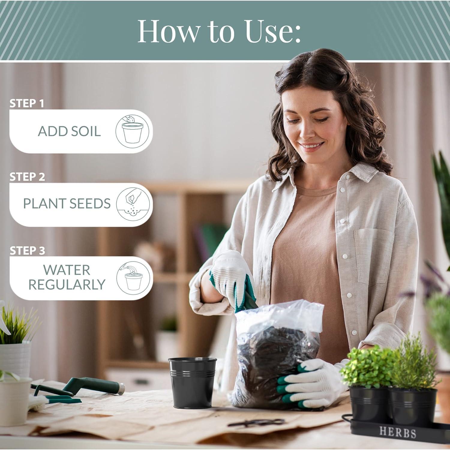 Juego de 3 Macetas de Metal para Hierbas Barnyard Designs Negro