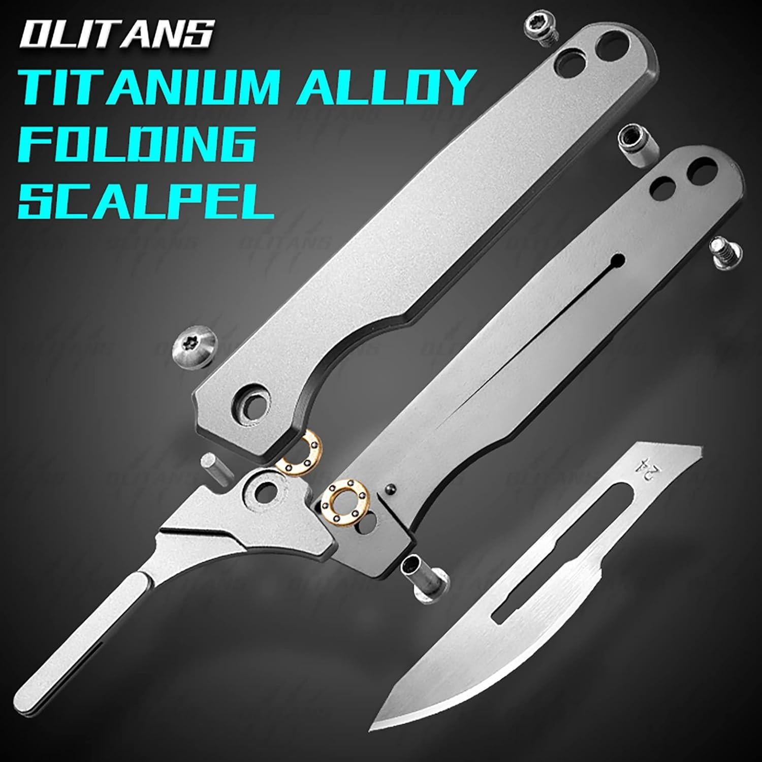 Cuchillo Plegable OLITANS T010 EDC Titanio con 10 Cuchillas #24