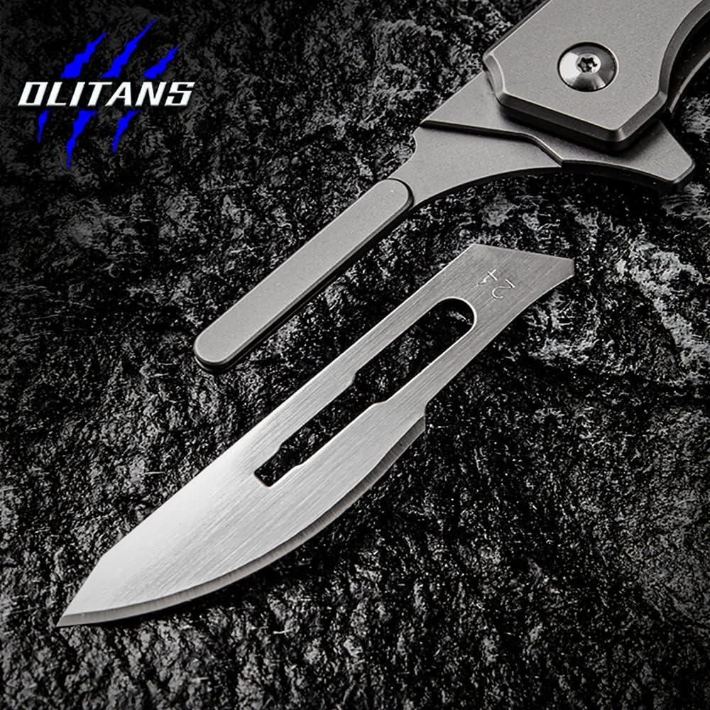 Cuchillo Plegable OLITANS T010 EDC Titanio con 10 Cuchillas #24