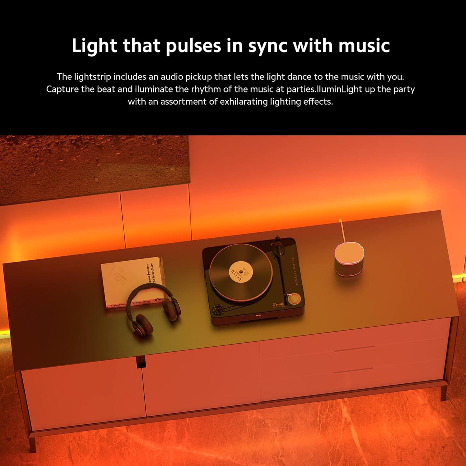 Tira de Luz LED Xiaomi Smart Lightstrip 2m, Sincronización Música, Control Voz