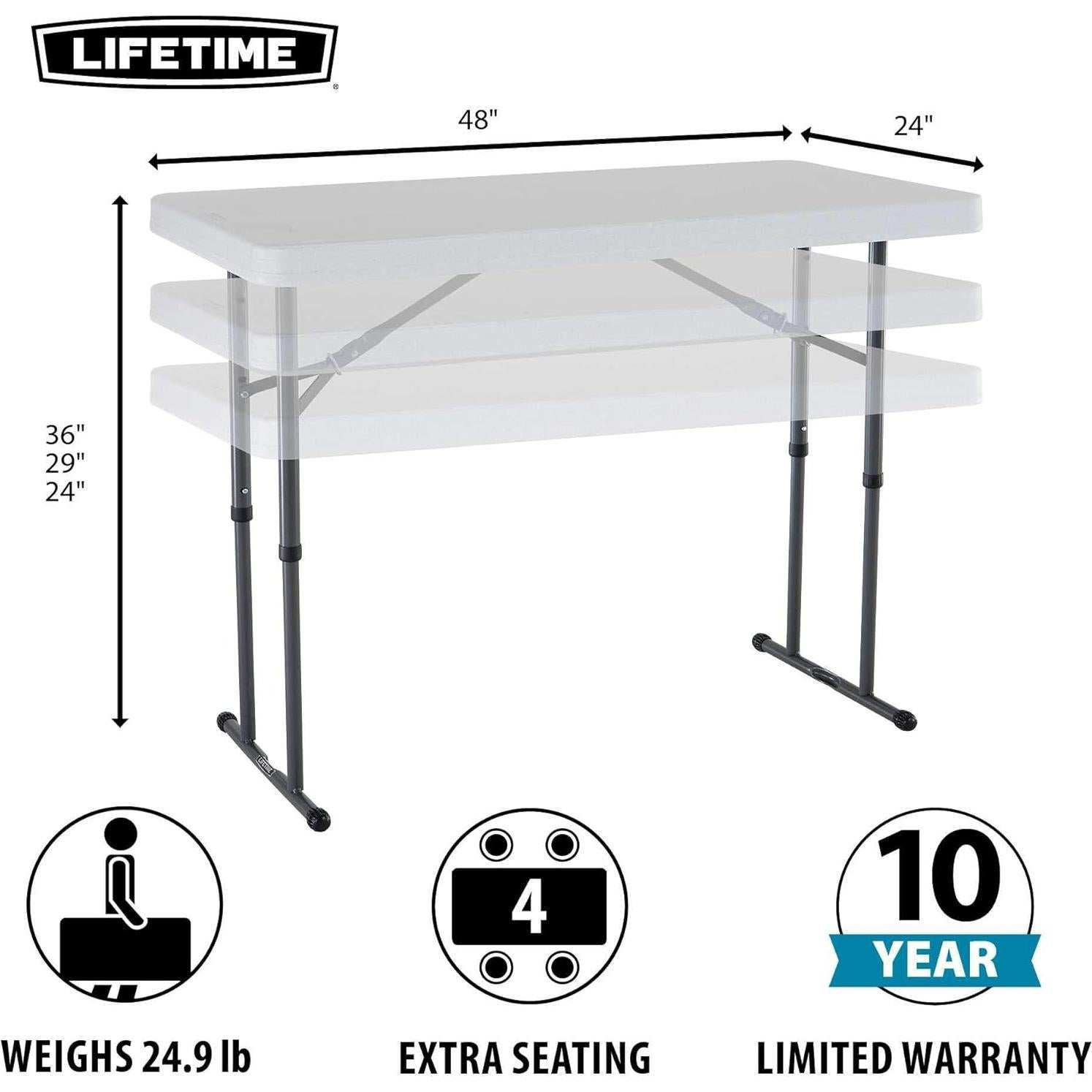 Mesa Plegable Ajustable Lifetime 80160 + Pesas Carpa 18 kg