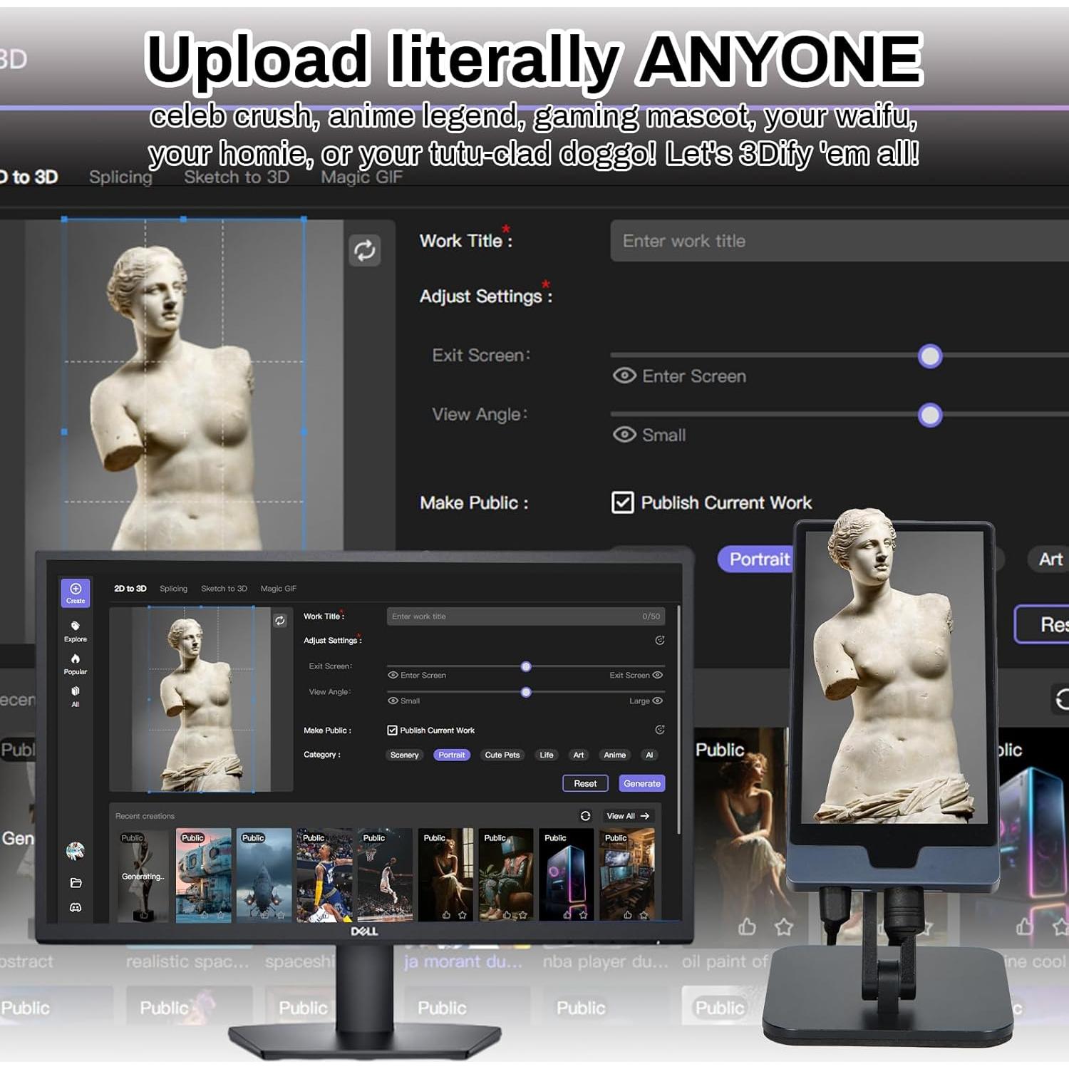 Marco de Imagen Digital 3D Cubevi C1 Negro 15.5x8.1 cm