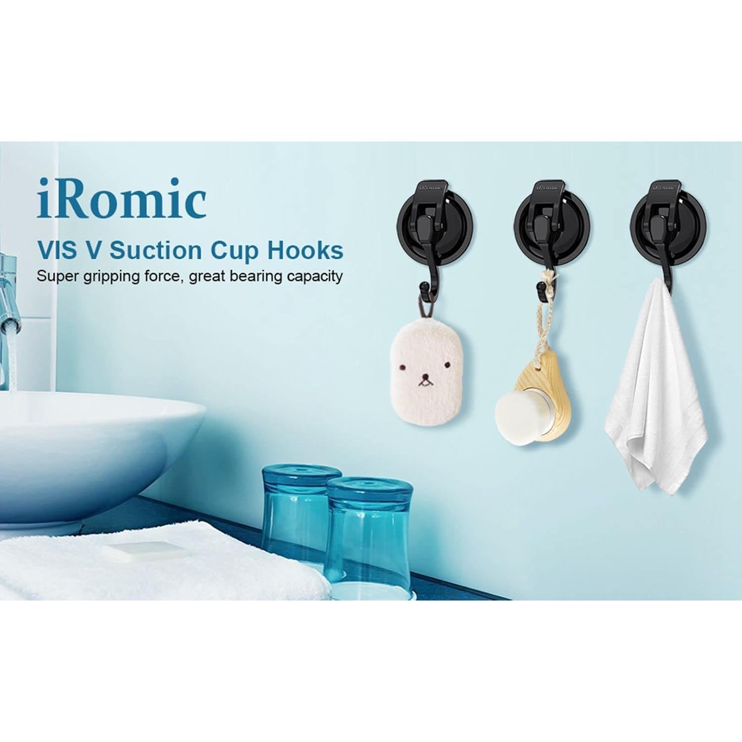 Ganchos de Ventosa iRomic 2 Pack Alta Resistencia Negro