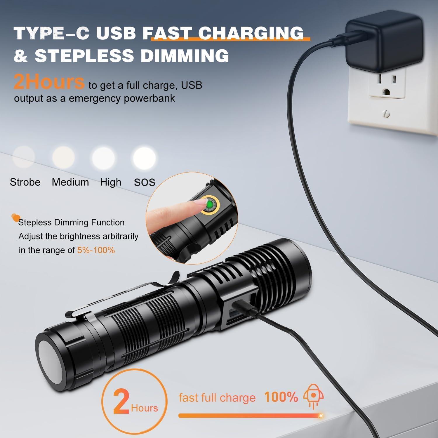 Linterna Táctica LED Hoxida K2301 Recargable USB 1500m