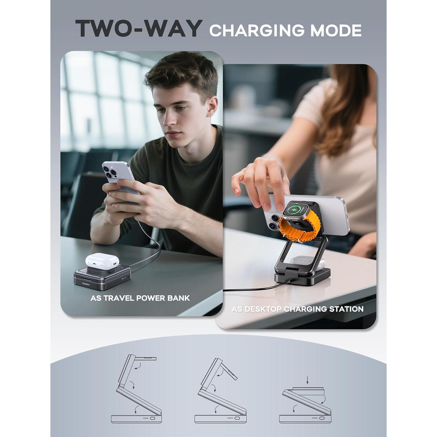 Estación de Carga 3 en 1 RORRY 5000mAh para Apple