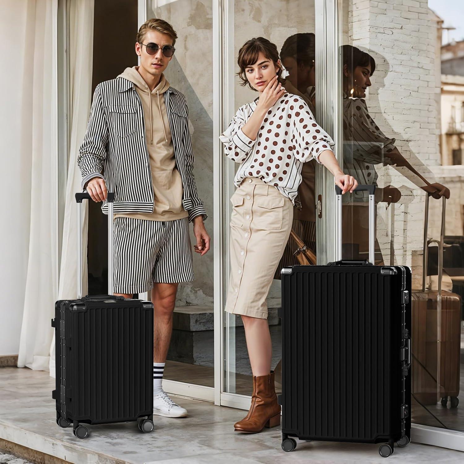 Conjunto de Equipaje AnyZip 2 Piezas Aluminio Negro 20/28"