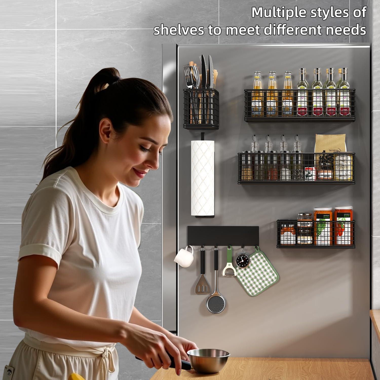 Estante Magnético para Especias DecruKaltiz 6-Pack Negro