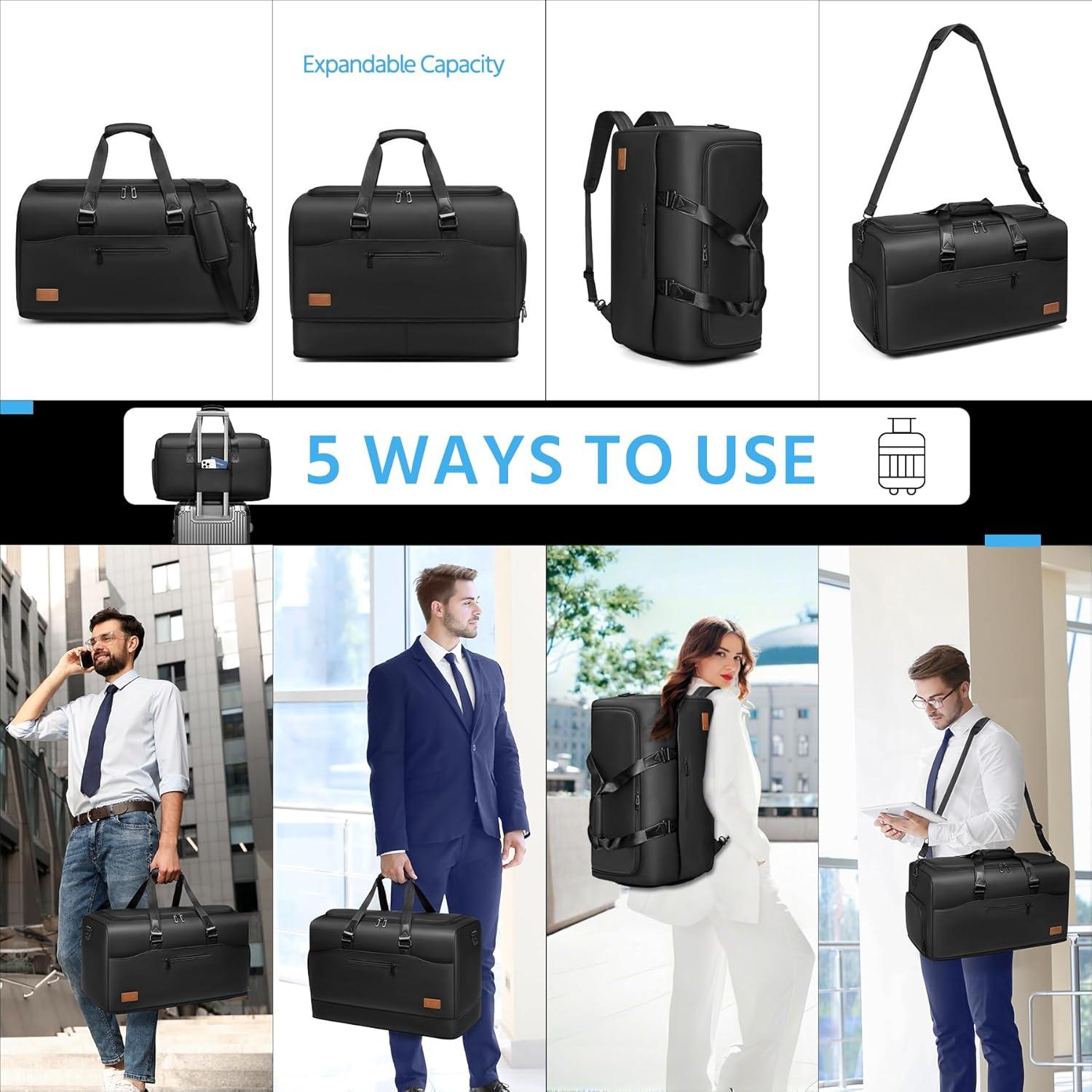 Bolsa de viaje tipo duffle 55L Moulyan negra impermeable