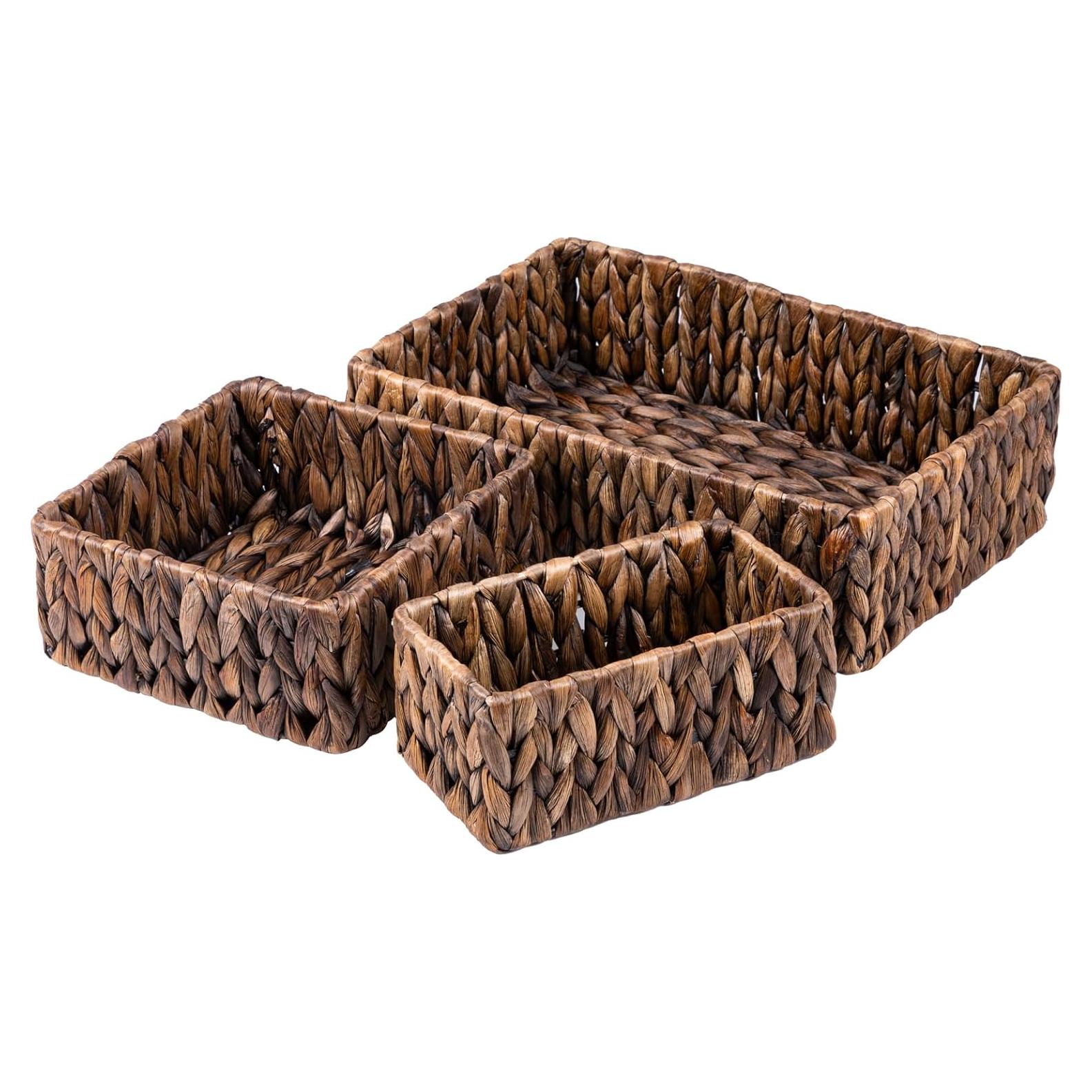 Cestas de Mimbre FairyHaus 3Pack - Almacenamiento Natural Marrón