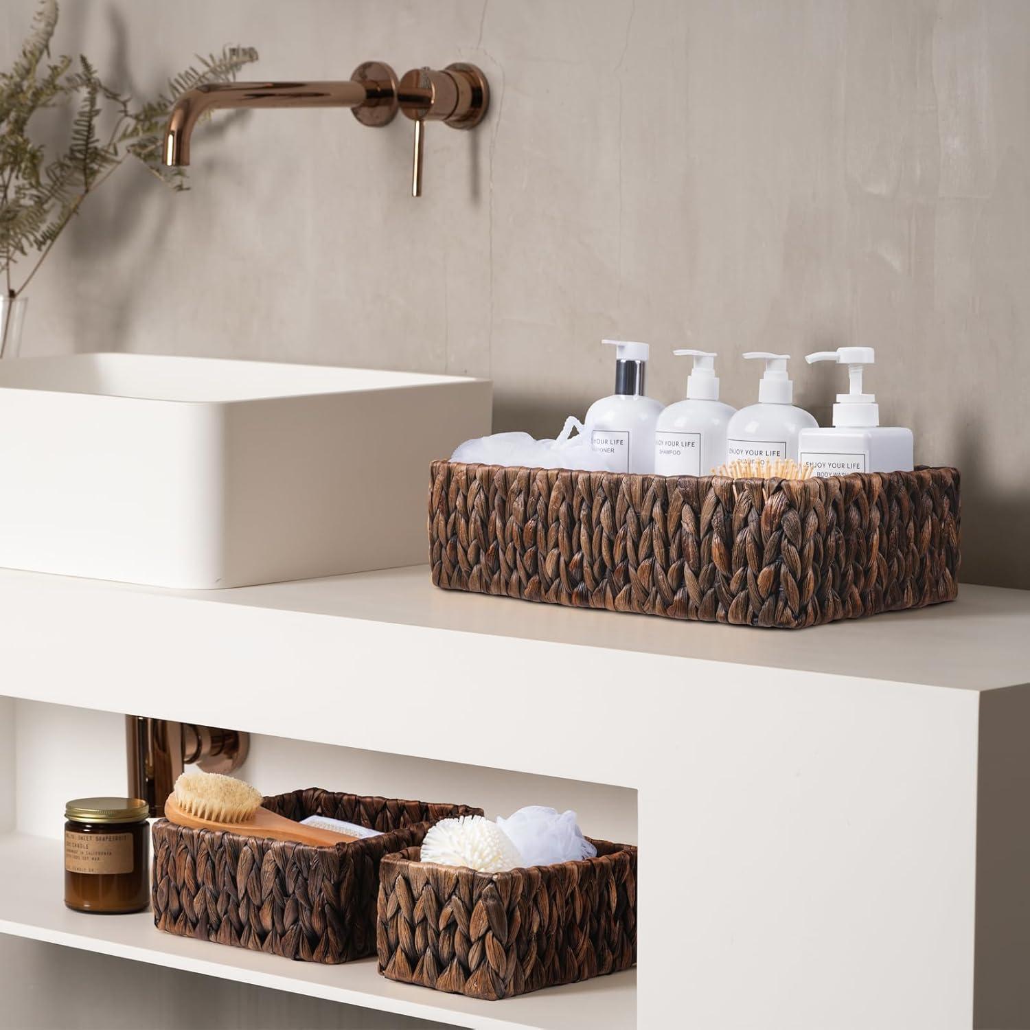 Cestas de Mimbre FairyHaus 3Pack - Almacenamiento Natural Marrón