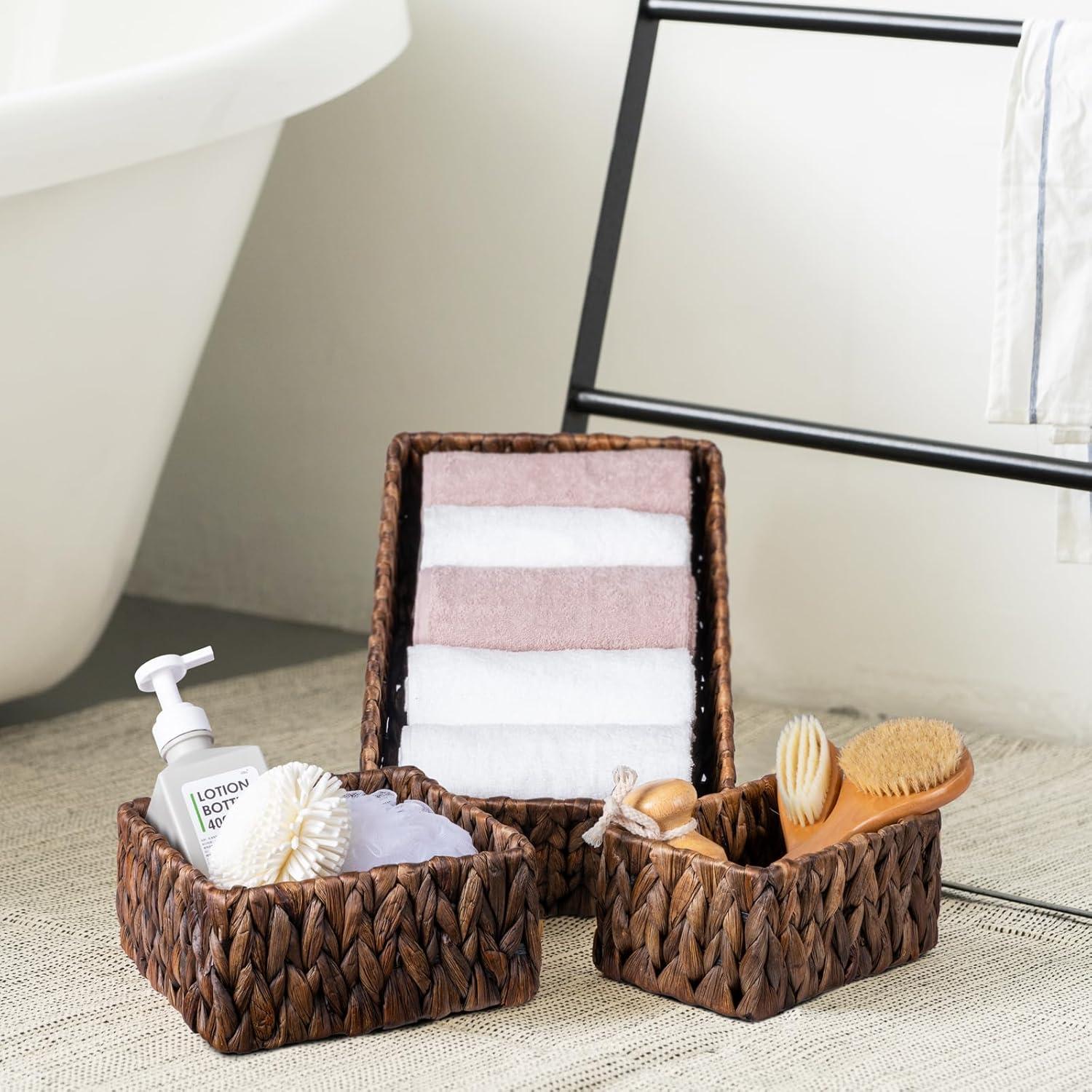 Cestas de Mimbre FairyHaus 3Pack - Almacenamiento Natural Marrón