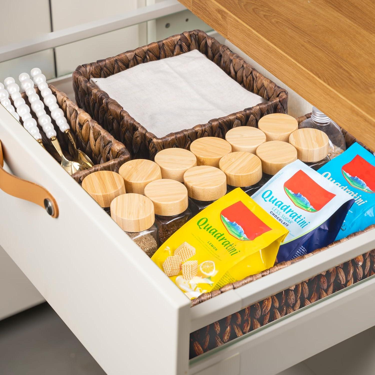 Cestas de Mimbre FairyHaus 3Pack - Almacenamiento Natural Marrón