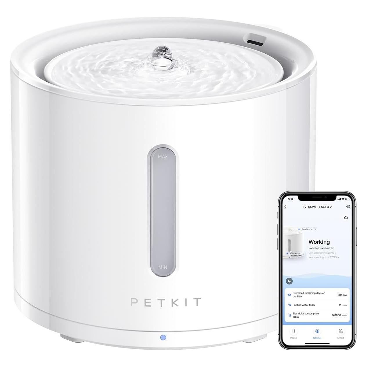 Fuente de Agua PETKIT EVERSWEET Solo 2 2L Inalámbrica Silenciosa