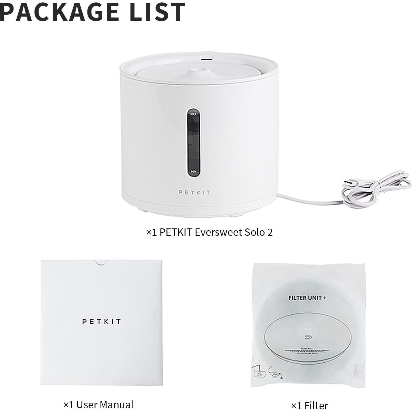 Fuente de Agua PETKIT EVERSWEET Solo 2 2L Inalámbrica Silenciosa