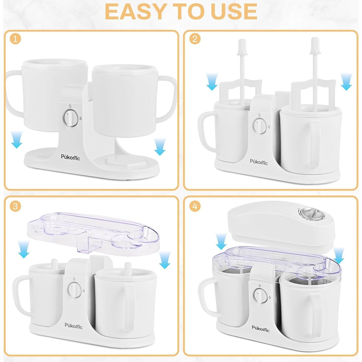 Máquina de Hacer Helados Pukomc SU-591 Blanca 0.85L Doble Sabor