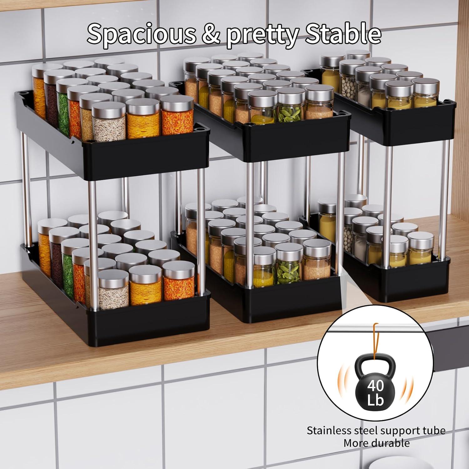 Paquete de 3 Organizadores Bajo Fregadero JYSMYWS Negro