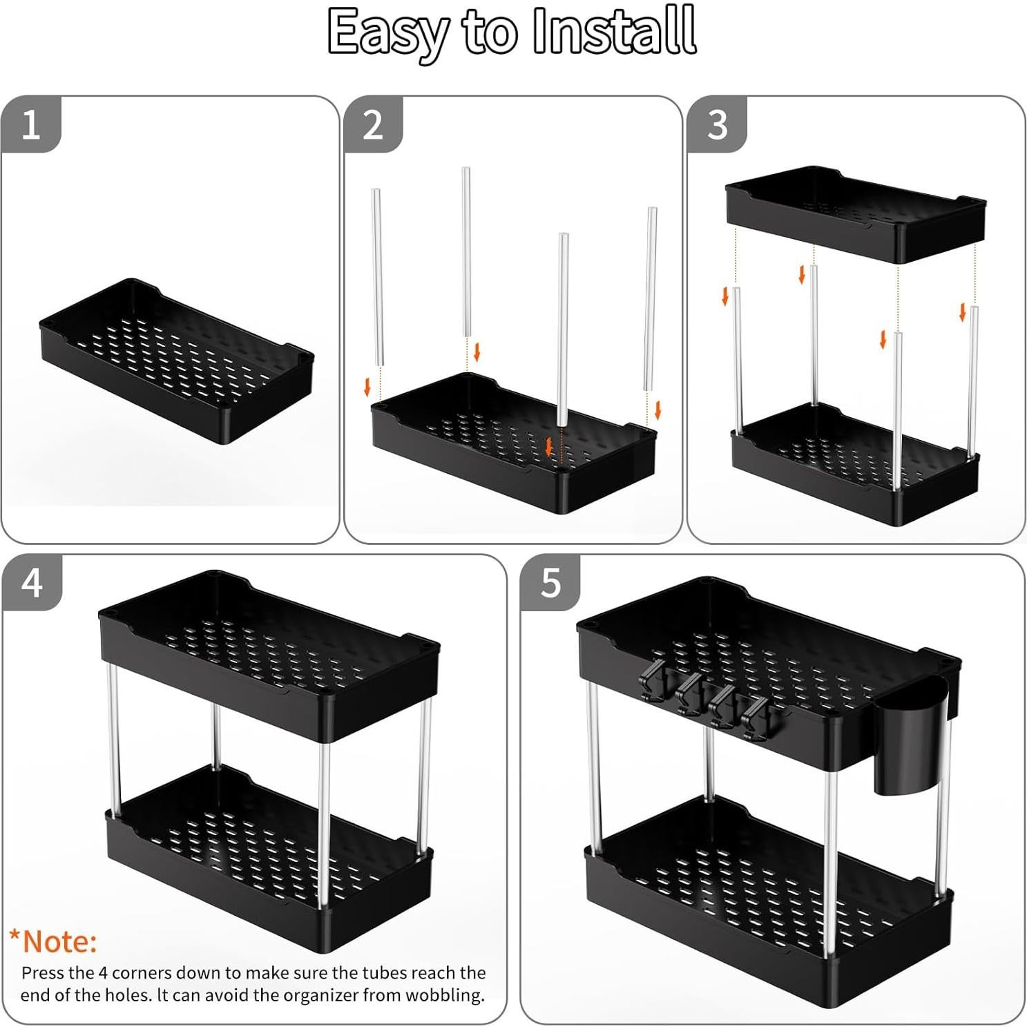 Paquete de 3 Organizadores Bajo Fregadero JYSMYWS Negro