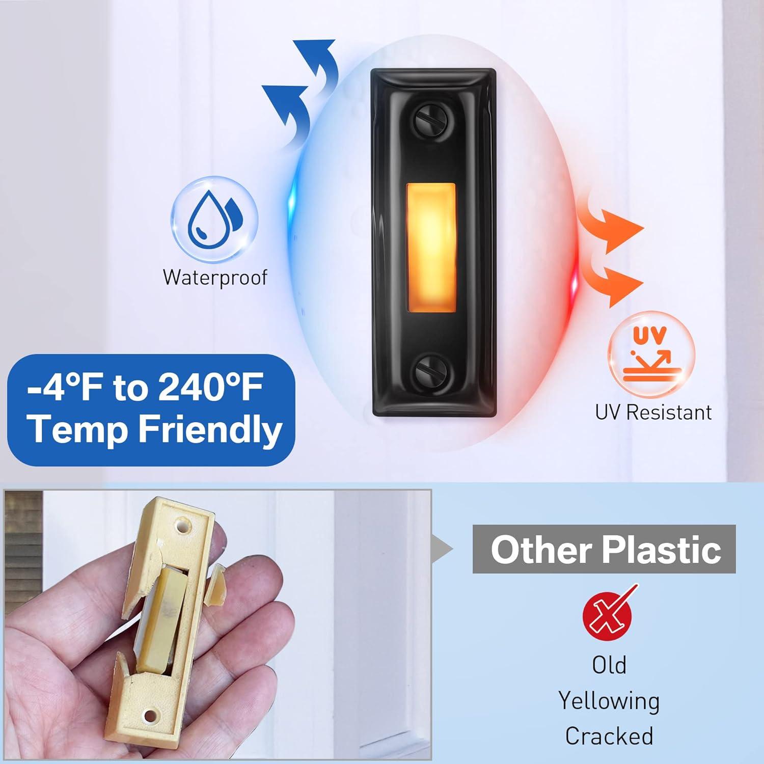 Botón de timbre metálico Dreyoo con luz LED - Negro