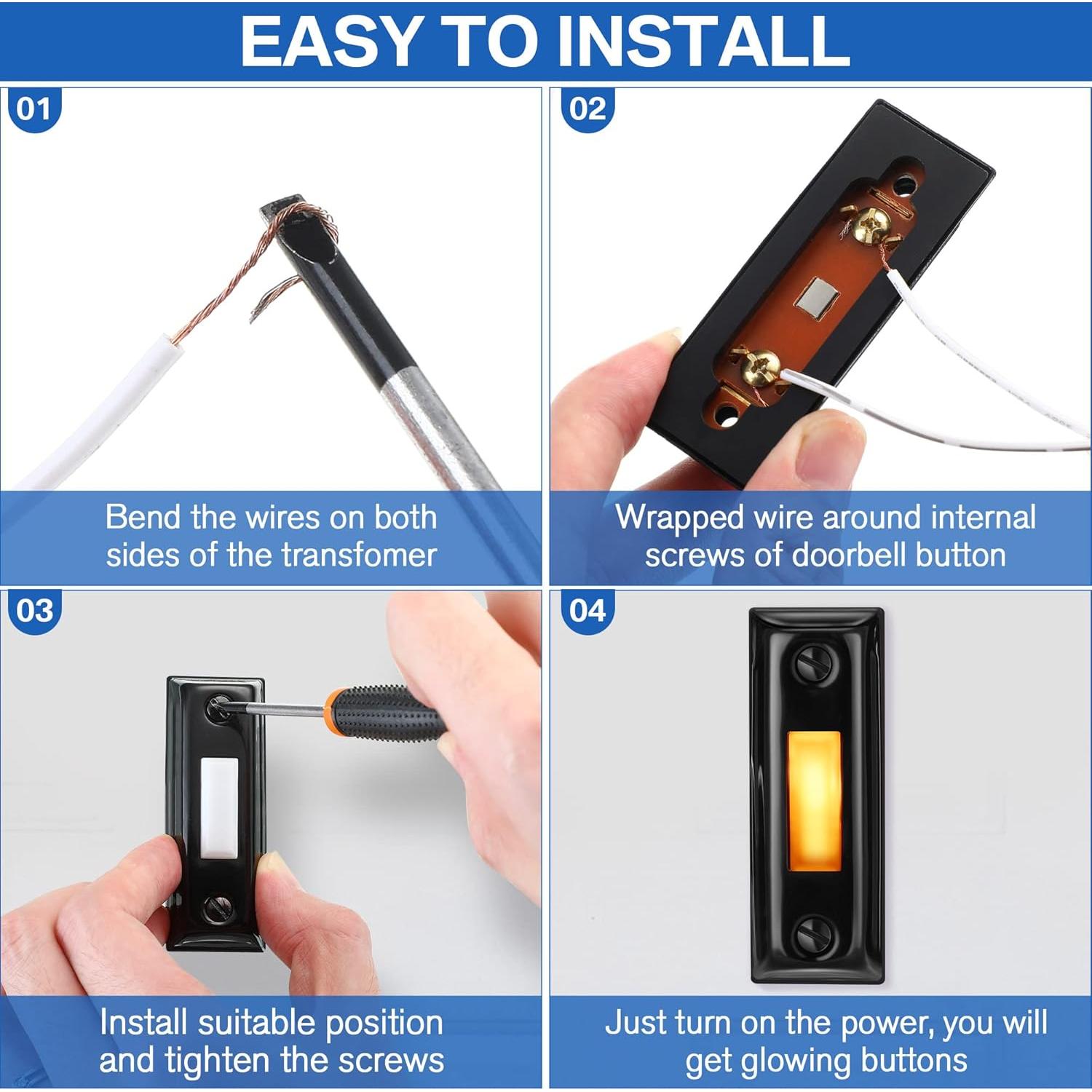 Botón de timbre metálico Dreyoo con luz LED - Negro