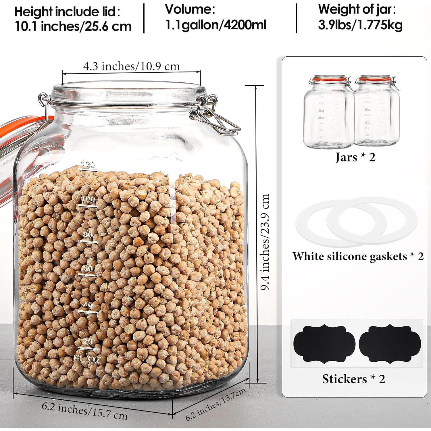 Tarros de Almacenamiento de Vidrio Qianfenie 4.16L 2 Unidades
