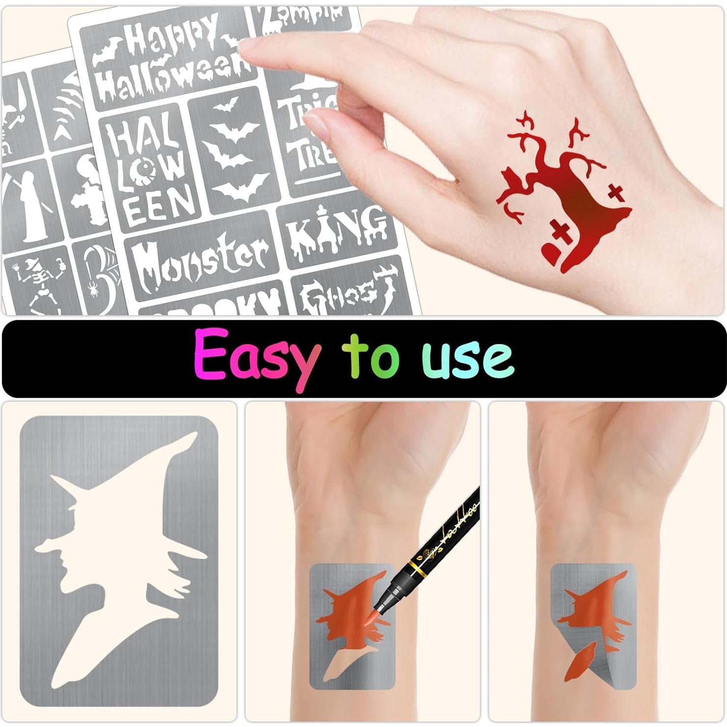 135 Plantillas Tatuajes Temporales Halloween Metuu - Reutilizables