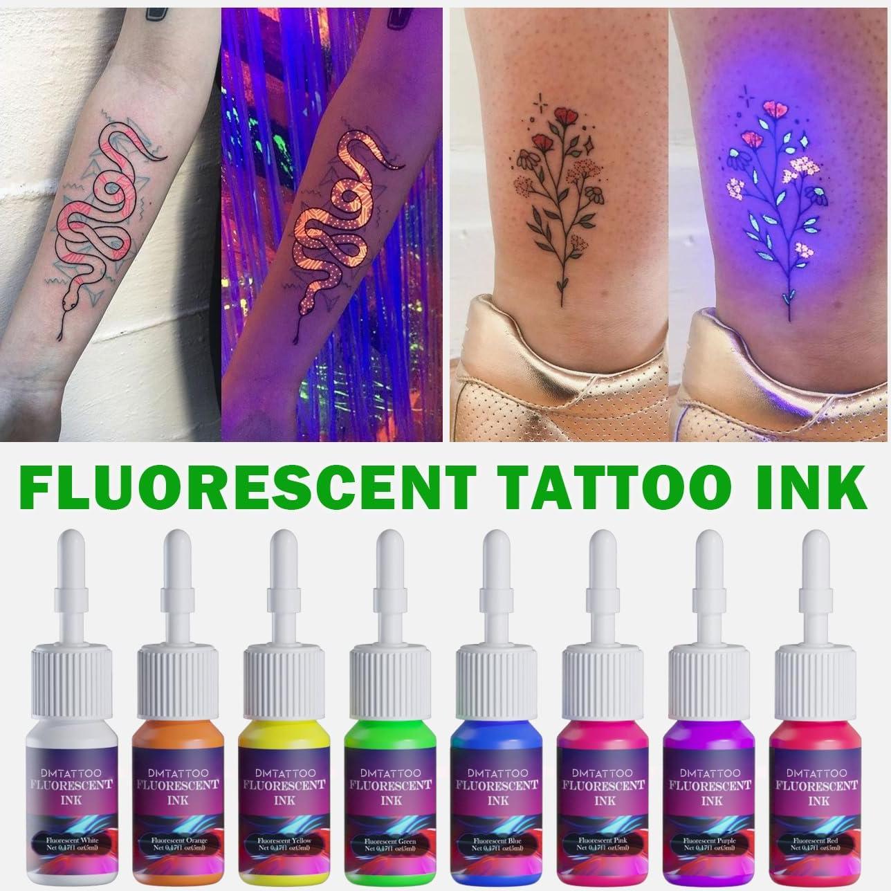 Set de Tinta Fluorescente para Tatuajes DMTATTOO 8 Colores 5 ml