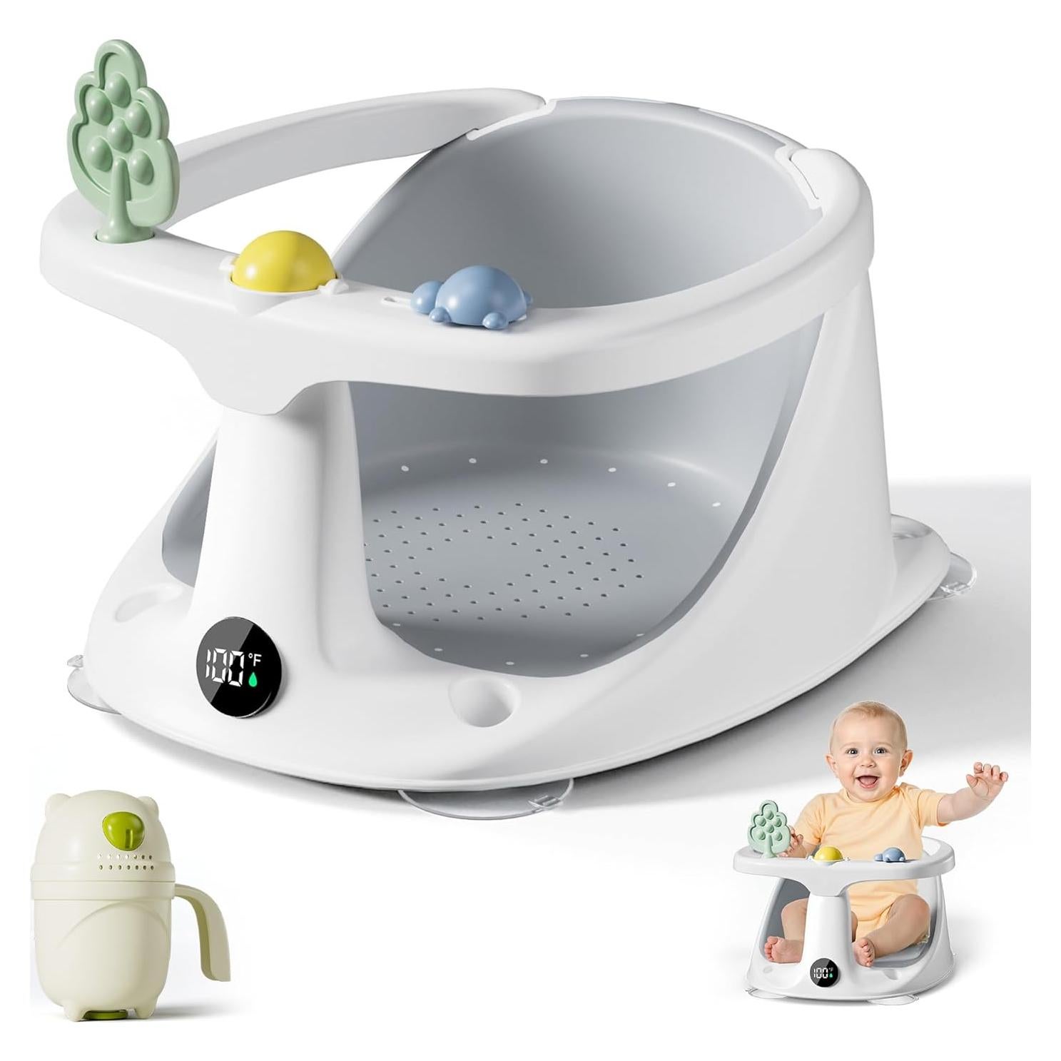 Asiento de Baño para Bebés DZMDIP Gris - Antideslizante y Ergonómico