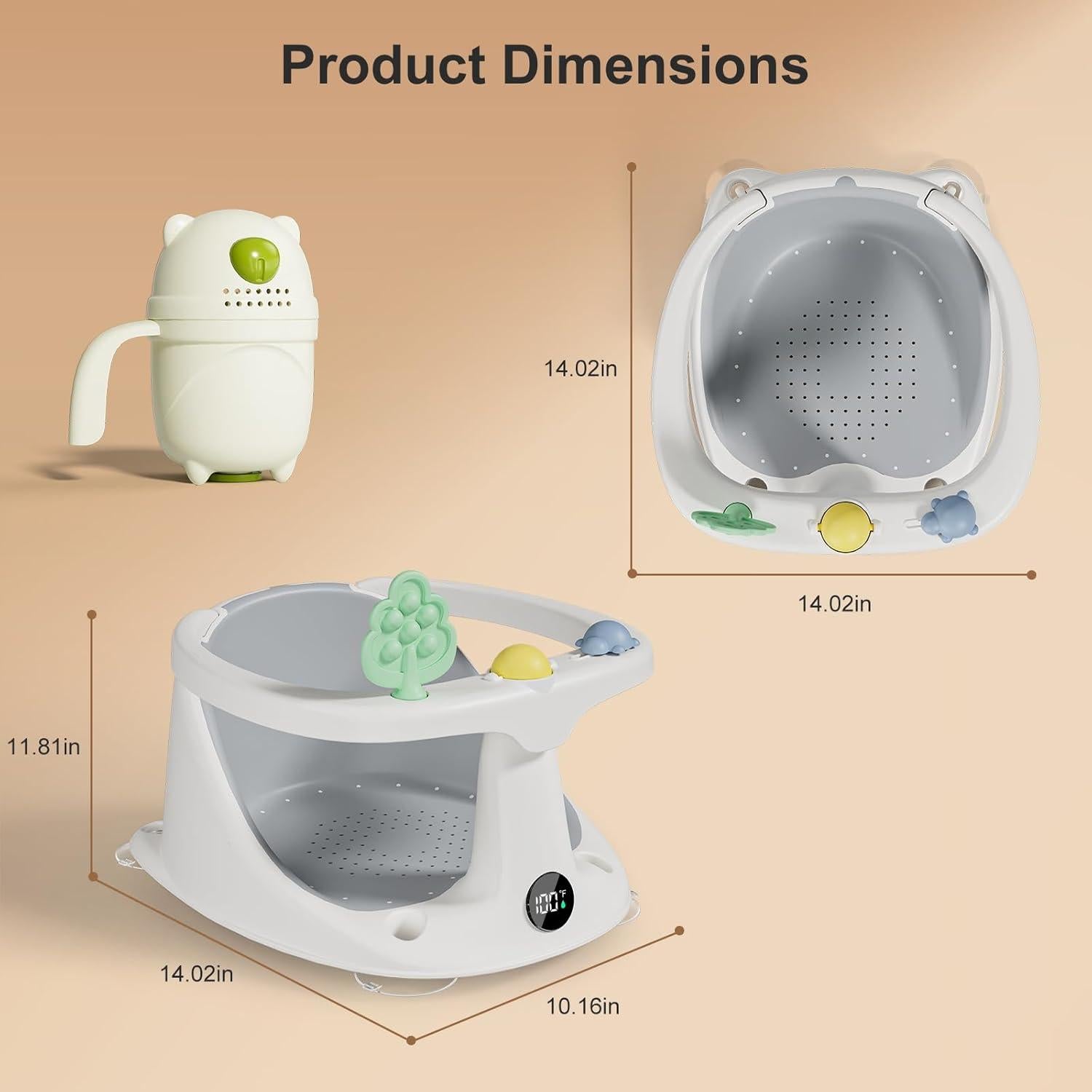 Asiento de Baño para Bebés DZMDIP Gris - Antideslizante y Ergonómico