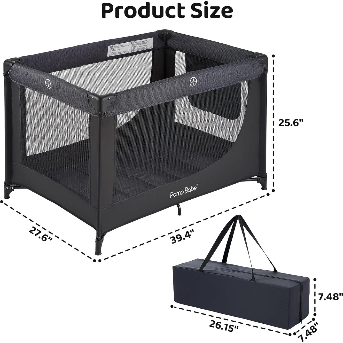 Cuna portátil Pamo Babe PP901 Negra con colchón y bolsa