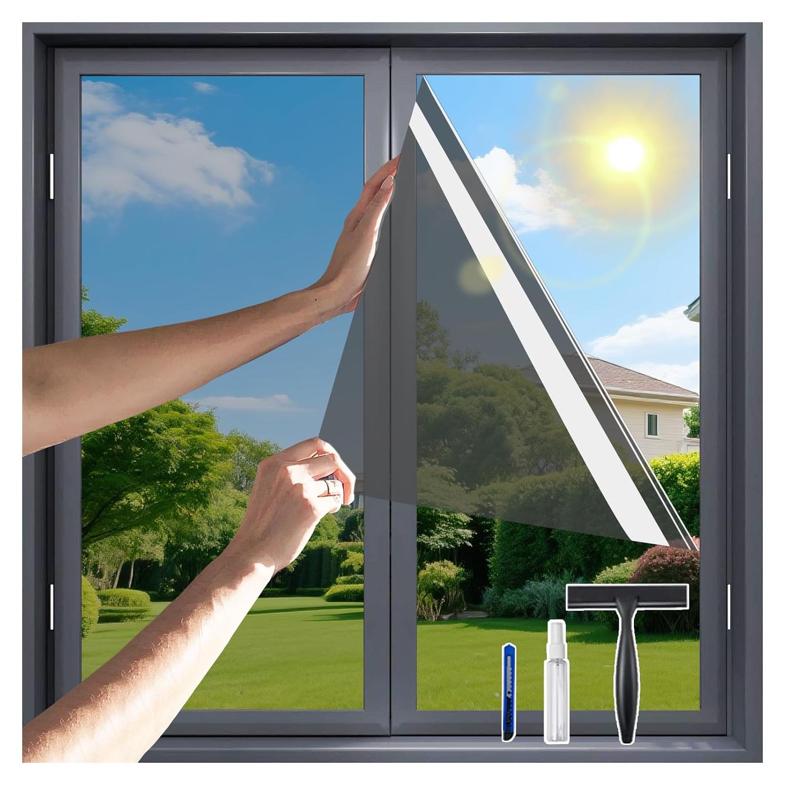 Película de Ventana Unidireccional Flueen 60x200cm Gris-Plata