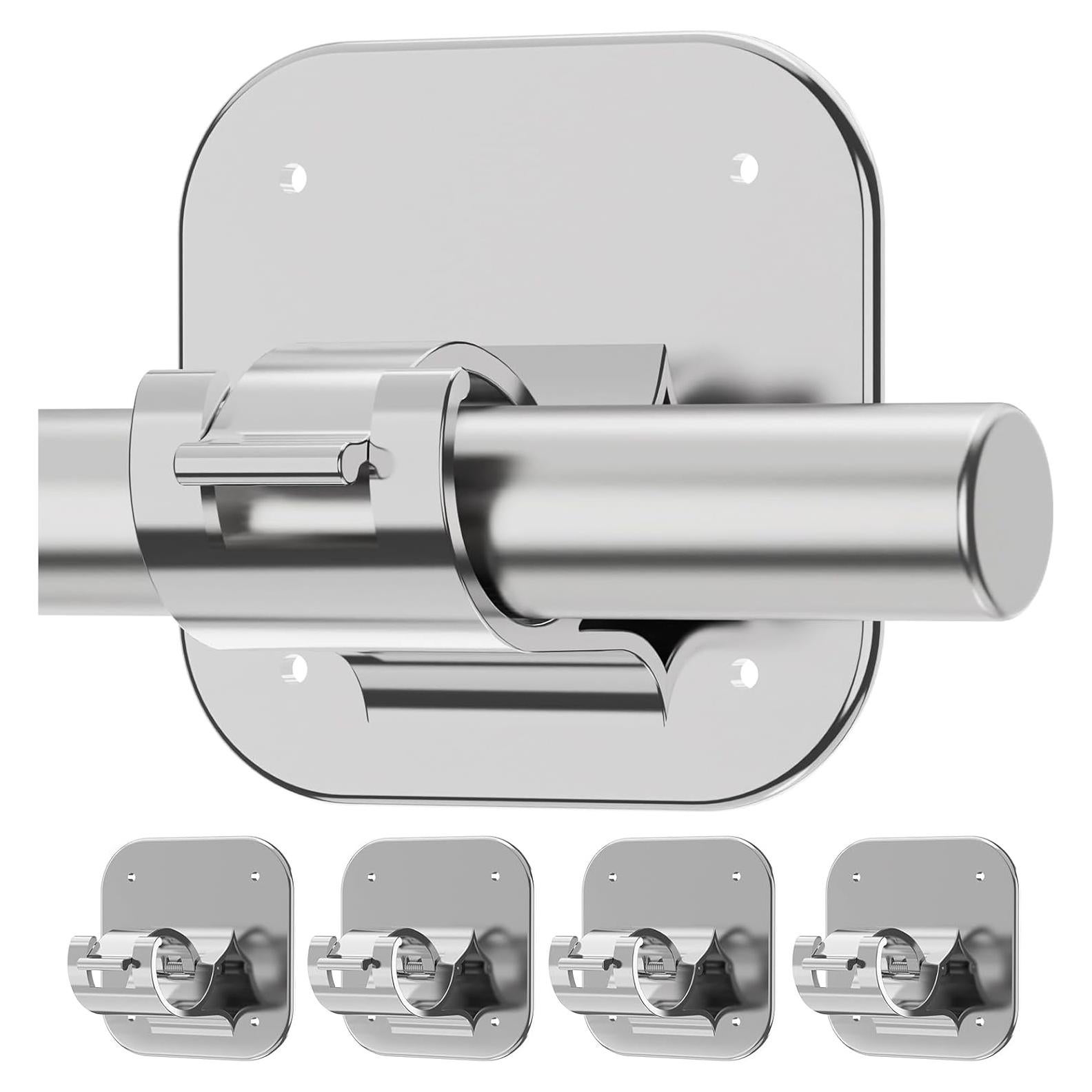 Barras de Cortina Sin Perforación Mvbsje 4pcs Plata Soporta 9kg