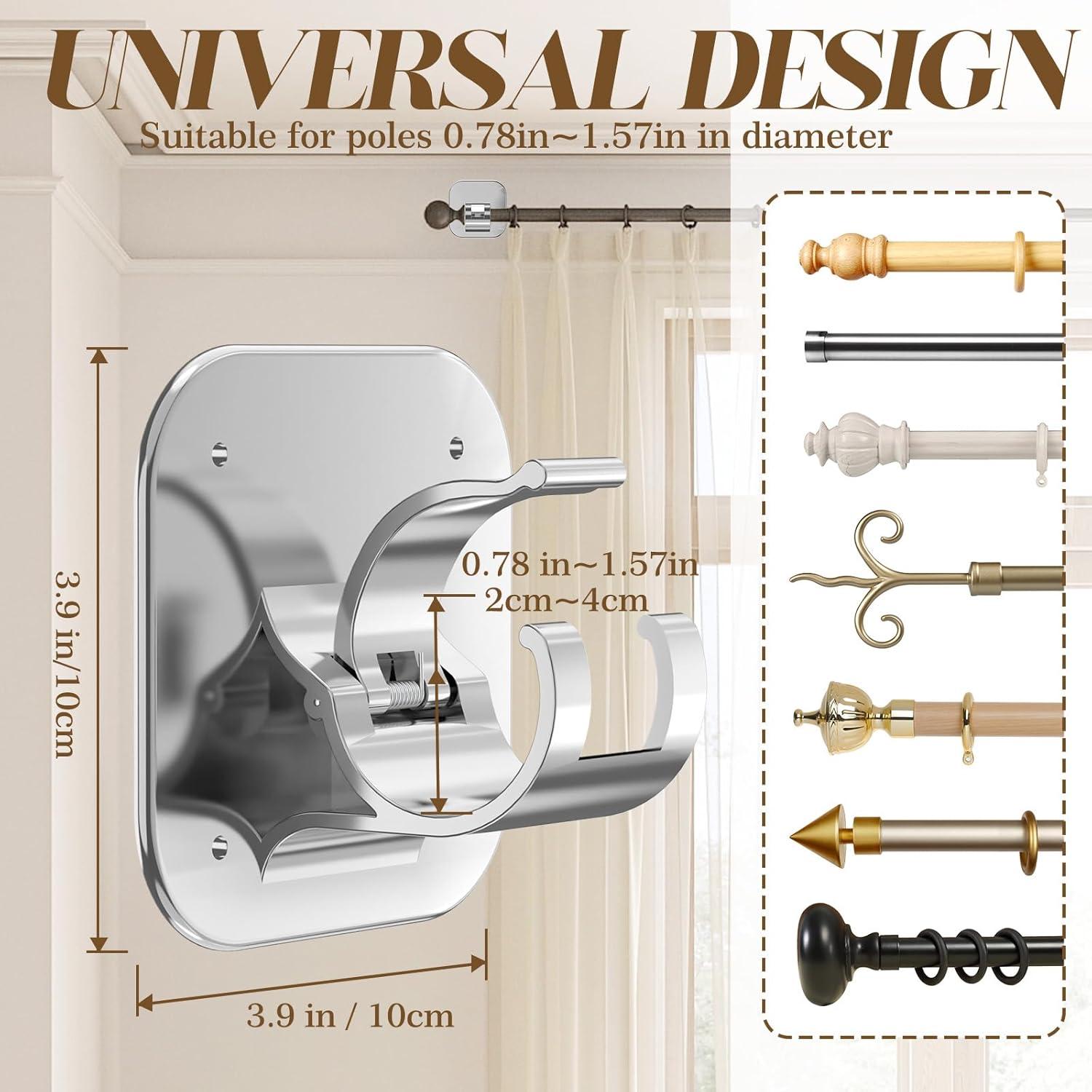Barras de Cortina Sin Perforación Mvbsje 4pcs Plata Soporta 9kg