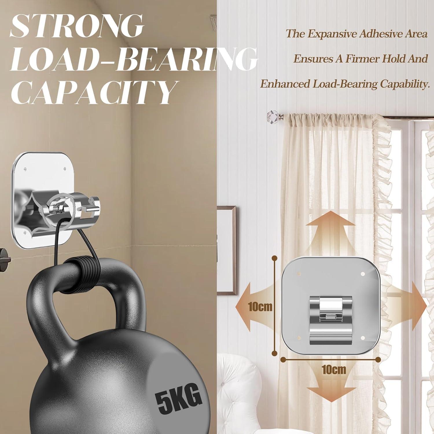 Barras de Cortina Sin Perforación Mvbsje 4pcs Plata Soporta 9kg