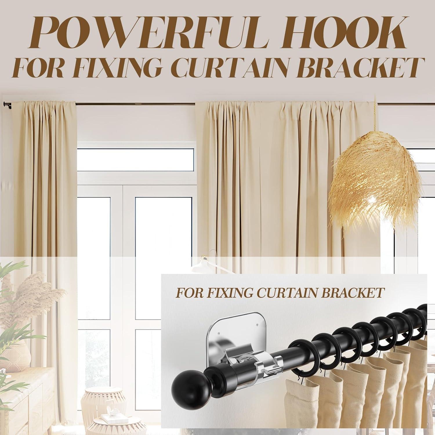 Barras de Cortina Sin Perforación Mvbsje 4pcs Plata Soporta 9kg