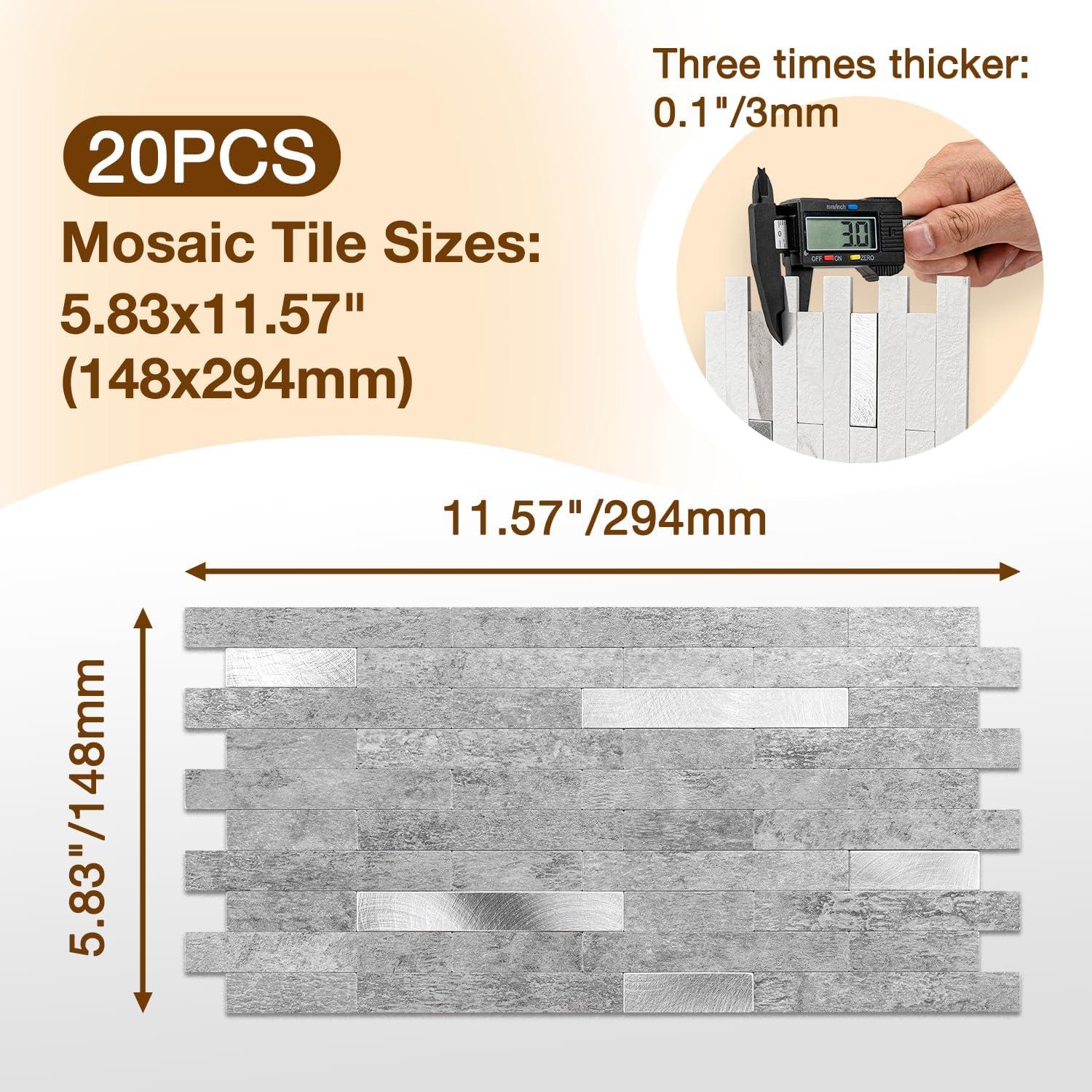 Azulejos Autoadhesivos 3D Havenly - Piedra Gris Mate 20 Piezas